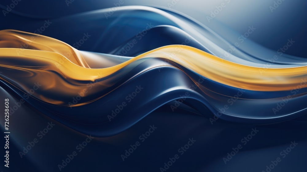 Poster a blue and yellow abstract background with waves. generative ai.