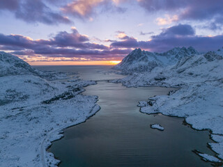 norway lofoten islands snowy mountains and sea photos taken in winter