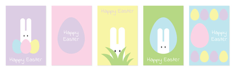Happy Easter. Set of poster, cover or postcard in modern geometric abstract style. Vector illustration
