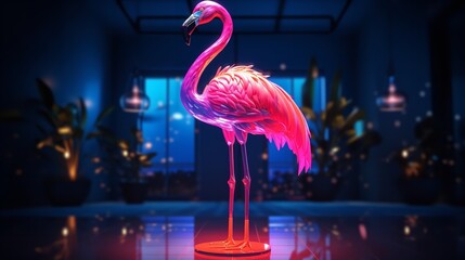Flamingo Neon Light with Generative AI - 8k 4k Photorealistic Glow

