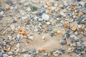 close-up of gravel in soil mix on a rocky hill