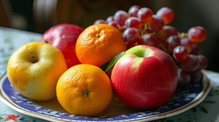 Plate of ripe fruits