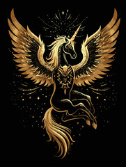 Pegasus Wings Illustration on Black