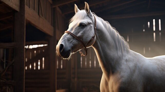 Horse in the Stable - AI Generative 8k 4k Photorealistic Image

