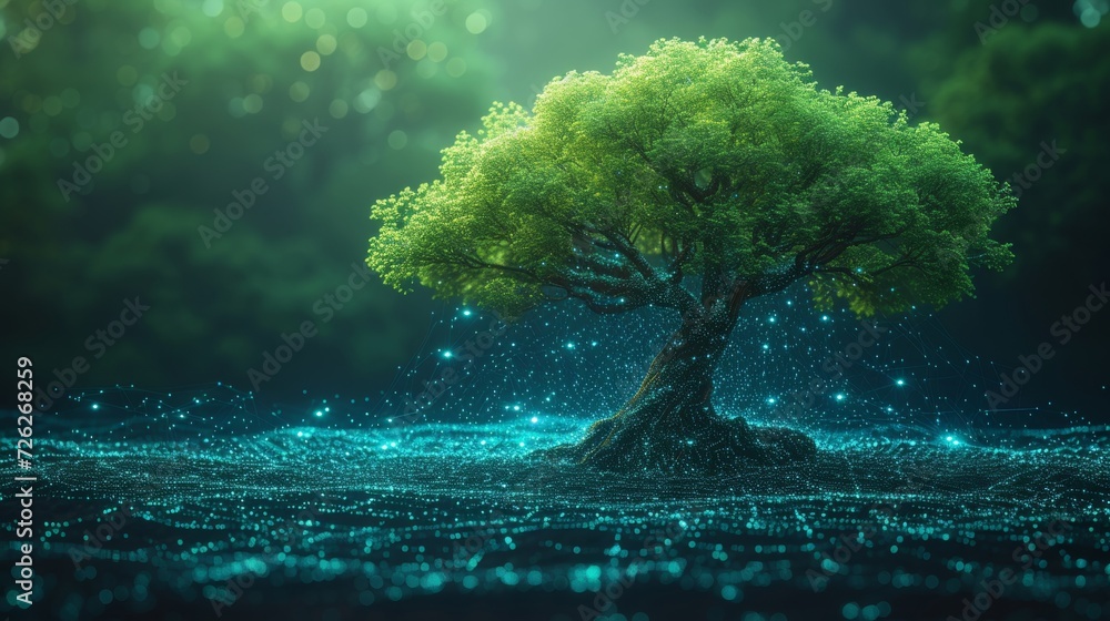 Leinwandbilder green computing, green technology, green it, change management, and it ethics concepts. tree growing