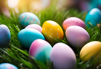 Fototapeta na wymiar AI Generative illustration of a traditional Easter holiday design scene