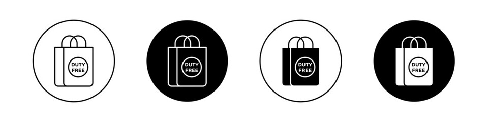 Duty free icon set. Airport Custom Tax Free vector symbol in a black filled and outlined style. Coupon Free Code Discount Sign.