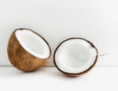 Generated image whole and sliced coconut isolated on white background