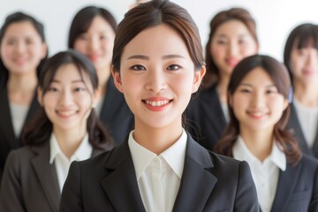 日本人の女性会社員のグループ・チームのイメージ（チームワーク・仲間・全社）