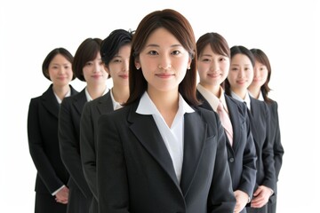 日本人の女性会社員のグループ・チームのイメージ（チームワーク・仲間・全社）