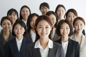 日本人の女性会社員のグループ・チームのイメージ（チームワーク・仲間・全社）