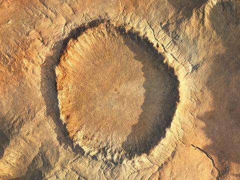 Einschlagkrater in einer Kraterlandschaft