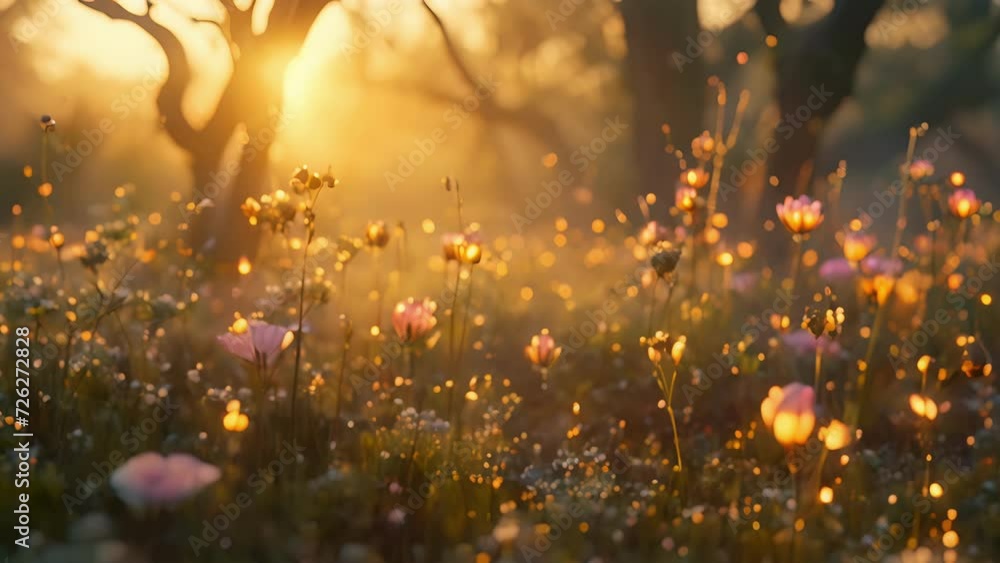 Poster as the sun sets, the mischievous pixies light up the field with their glowing bodies, creating an en