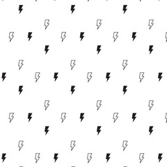 Pattern lightning bolt. Black flash vector pattern. Black and white flash. Bolt pattern. Lightning symbol. Lightning bolts pattern in cartoon, comic style. Thunder lights wallpaper. White background