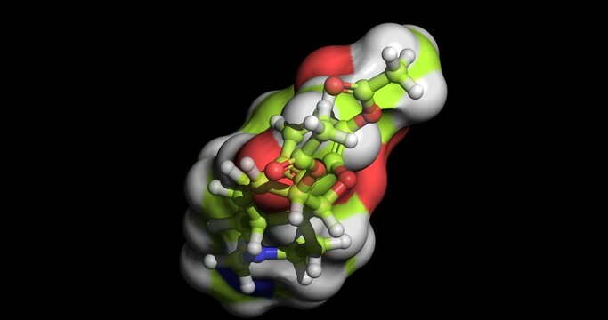 Diamorphine or Heroin, opioid/analgesic/narcotic controlled substance drug, 3D molecule spinning on Y axis, 4K