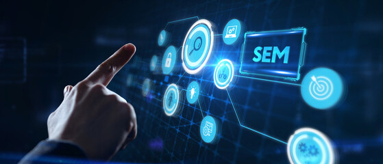 SEM Search Engine Optimization Marketing Ranking concept for website.