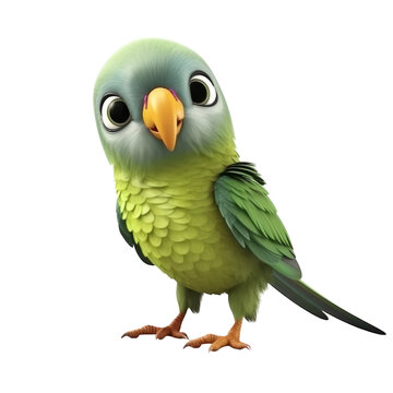Cartoon Parakeet PNG Cutout, Generative AI