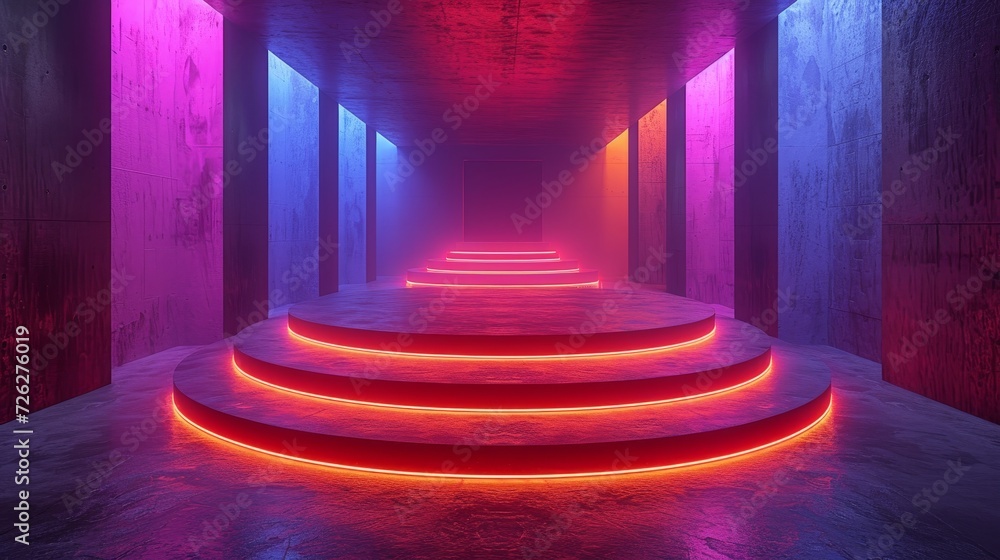 Aufkleber a realistic modern platform or podium scene for a presentation template. a sci-fi neon glowing futur