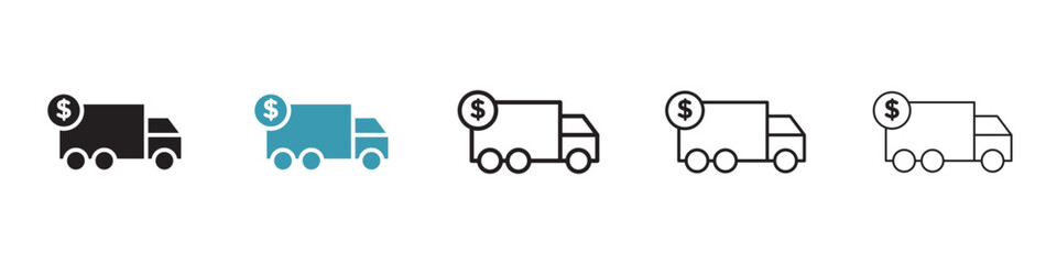 Shipping Cost Vector Icon Set. Freight and Transport Fee Monetary Business vector symbol for UI design.