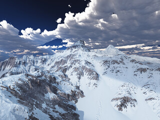 Bergpanorama mit schneebedeckten Bergen - 726276846