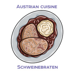 Schweinebraten is a classic Austrian roast pork dish that is typically made with a pork shoulder or neck