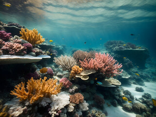 Fototapeta na wymiar Vibrant Underwater Symphony: Exploring the Depths of Aquatic Life in the Coral Reef