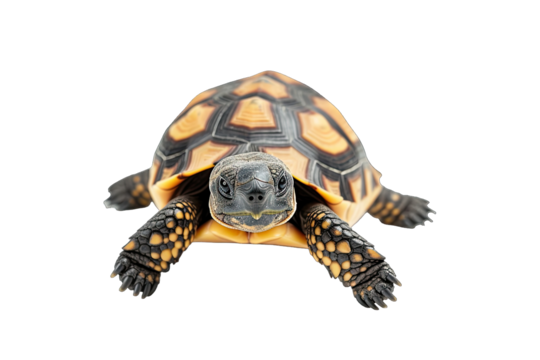 Cute baby cherry head tortoise isolated on white