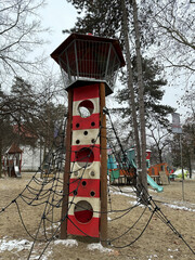 Playground in winter time no people