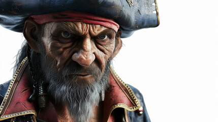 A striking and captivating 3D rendering of a fierce pirate, exuding strength and determination. With incredible attention to detail and super rendering, this artwork showcases the pirate's r