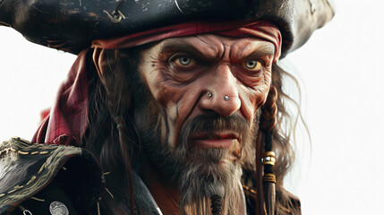 A striking and captivating 3D rendering of a fierce pirate, exuding strength and determination. With incredible attention to detail and super rendering, this artwork showcases the pirate's r