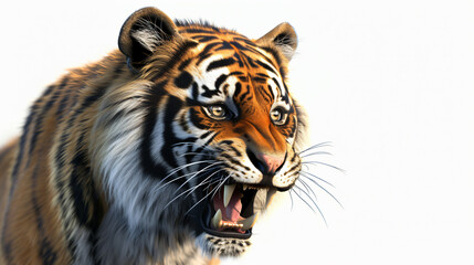 Fototapeta premium A captivating and breathtaking 3D rendering of a fierce tiger, meticulously crafted to showcase its power and beauty. With super rendering techniques, this art piece stands out in vivid deta