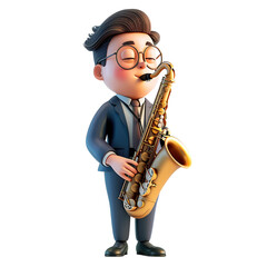 Naklejka premium man playing saxophone