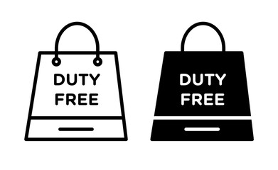 Exemption from Duty Line Icon. Aerodrome Customs Duty-Free icon in black and white color. - obrazy, fototapety, plakaty