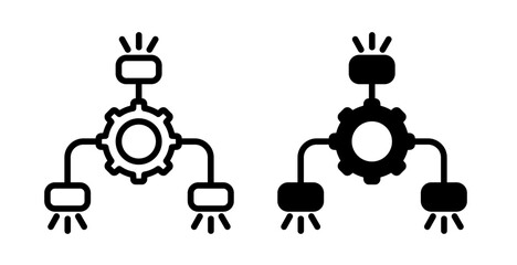 Concept Integration Line Icon. Idea Combination Framework icon in black and white color.