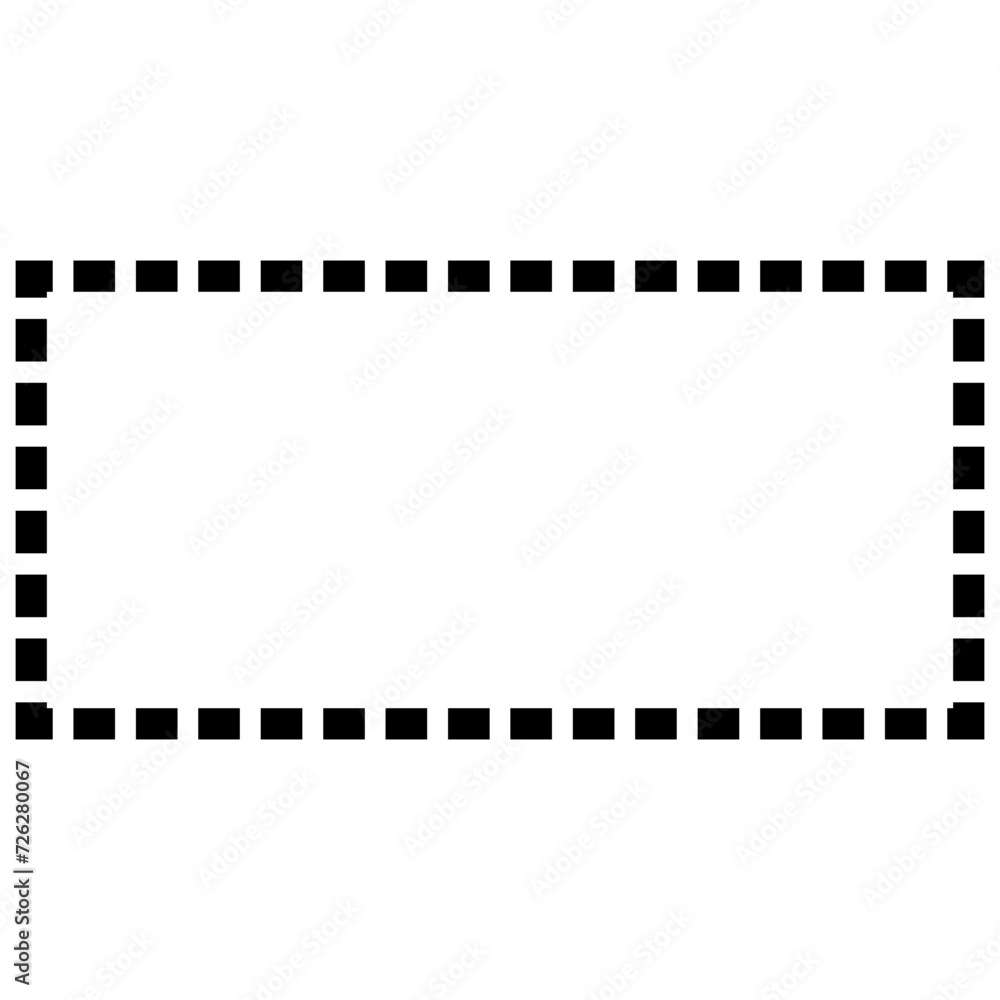 Poster rectangle and circle shape with solid and dotted line outline for background.