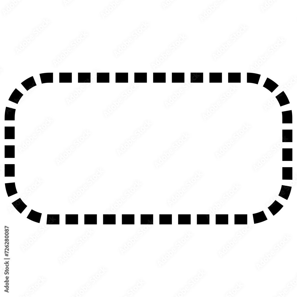 Poster rectangle and circle shape with solid and dotted line outline for background.