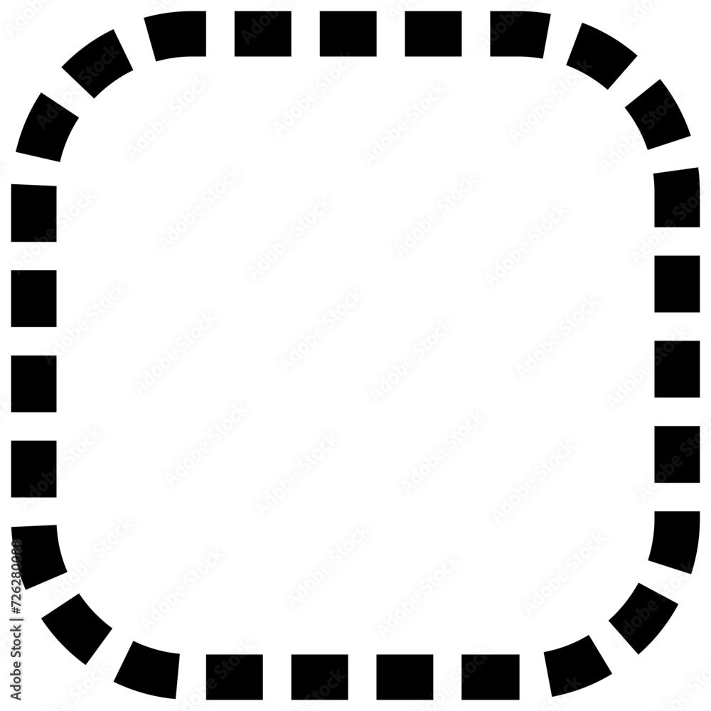 Poster rectangle and circle shape with solid and dotted line outline for background.