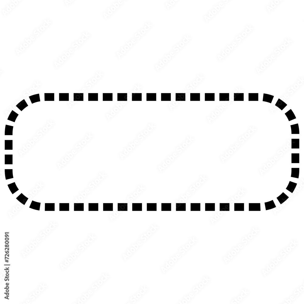 Poster rectangle and circle shape with solid and dotted line outline for background.