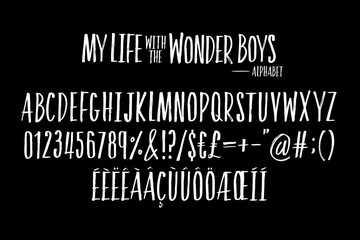 Handwritten brush alphabet for hipster or romantic titles. Vector typography illustration