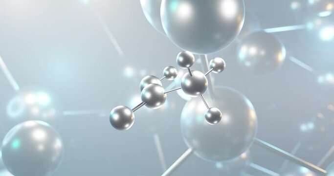 Acetic acid rotating 3d molecule, molecular structure of ethanoic acid, seamless video