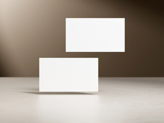 Elegant business card mockup on brown gradient background