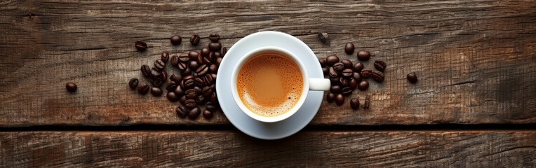 Obraz premium Coffee Cup on Wooden Table