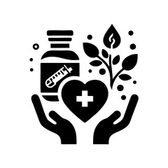 simple health care icon vector art black and white