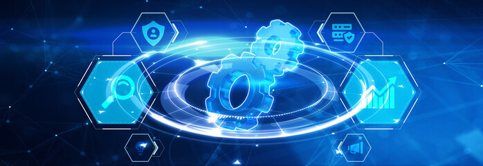 Business, Technology, Internet and network concept. Automation Software Technology Process System. 3d illustration
