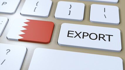 Bahrain Export 3D Illustration. Country Flag and Button