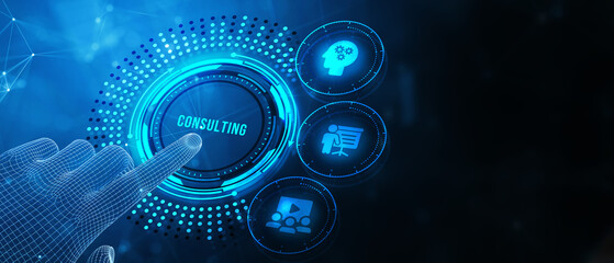 Obraz premium Business, Technology, Internet and network concept. Consulting Expert Advice Support Service. 3d illustration
