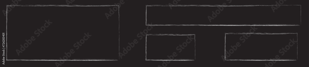 Aufkleber grunge square and rectangle frames. ink empty black boxes set. rectangle borders collections. rubber