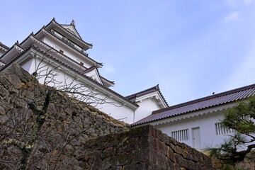 Tsuruga Castle (Wakamatsu castle) a concrete replica of 14th-century castle at Otemachi,...