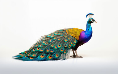 Image of dazzling peacock isolated on white background © Atchariya63