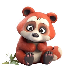 Fototapeta premium Cartoon Red Panda PNG Cutout, Generative AI